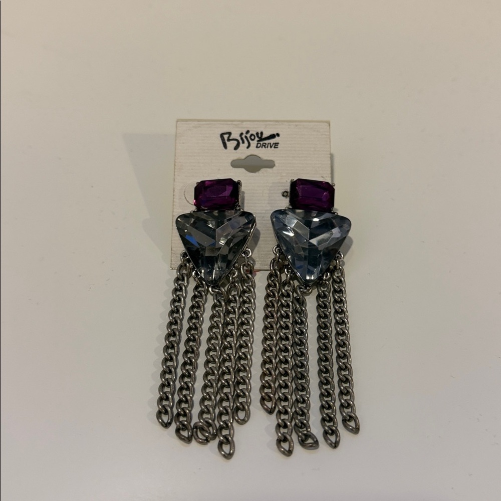 Bijou Drive Purple and Silvertone Pierced Earrings
